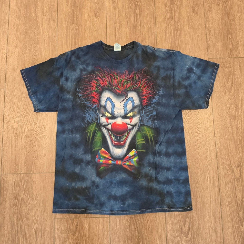 Liquid Blue 2014 Evil Clown Tie Dye Graphic T-Shirt Mens XL Blue Black Horror